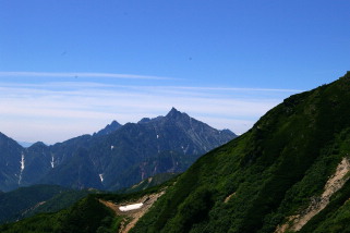槍ガ岳 燕 大天井岳その向こうに常念岳 そして蝶ヶ岳